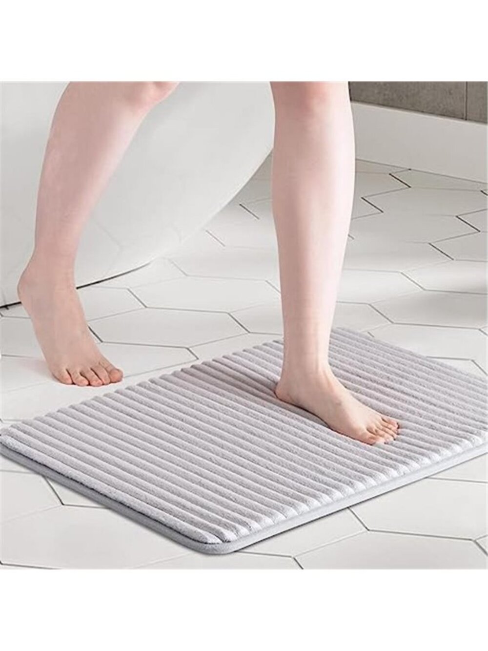 Memory Foam Bath Mat Charcoal Odor Control Soft Absorbent Non Slip Bathroom